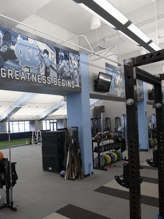 The weight room at North Carolina