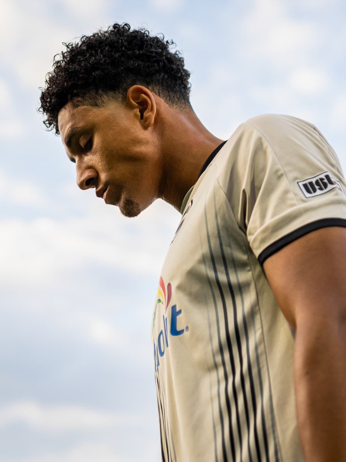 Callum Frogson in the Brooklyn FC away kit